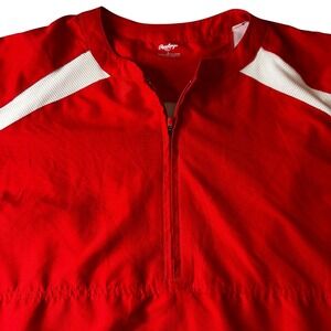 Rawlings Mens Pullover Baseball Warm Up Jacket‎ Red White L
